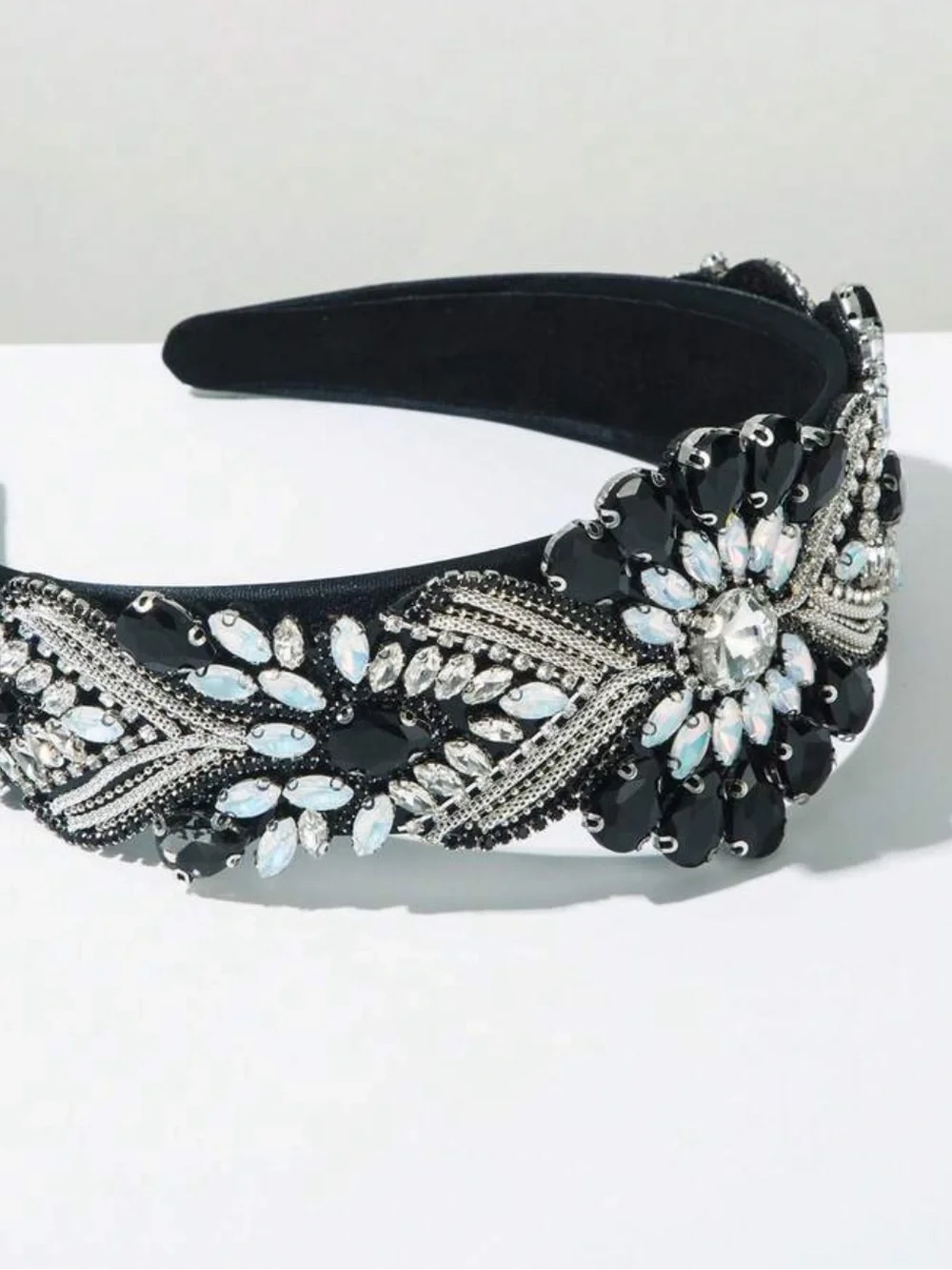 Embellished black‎ and silver Crystal Headband